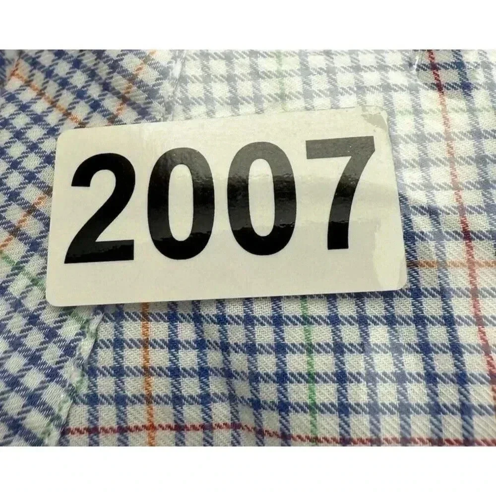 Polo Ralph Lauren Men's Sz Large Blue Plaid Long Sleeve Cotton Button Up Shirt‎